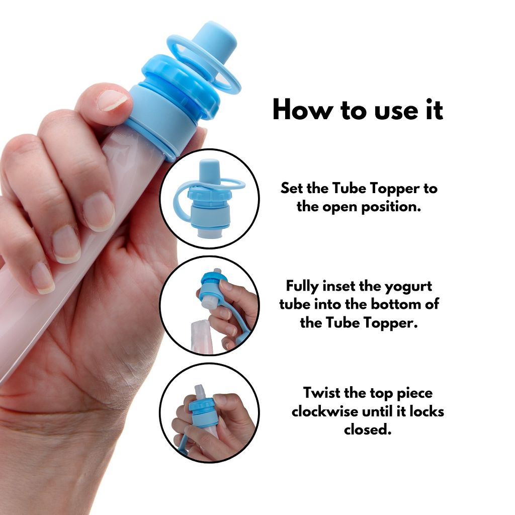 Yogurt Tube Topper by Toppie (2-pack) - for Gogurt, Stoneyfield, Sigigs, and Others | Kids Yogurt Pouch Alternative | BPA free | Dishwasher safe